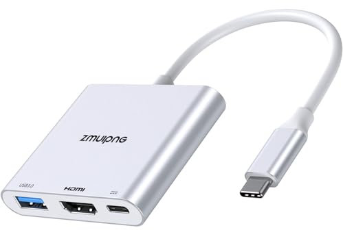 Silver USB-C to HDMI Adapter - 3 in 1 Multiport Adapter, USB-C to 4K HDMI Converter, 100W PD for MacBook Pro, iPad Pro, Chromebook, Dell XPS, Surface