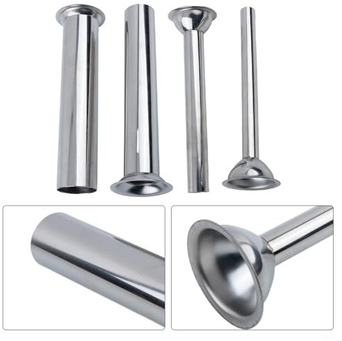 4 tubos de llenado de salchichas de acero inoxidable para embudos, boquillas de repuesto, relleno de salchichas para picadora de carne (5,4 cm)