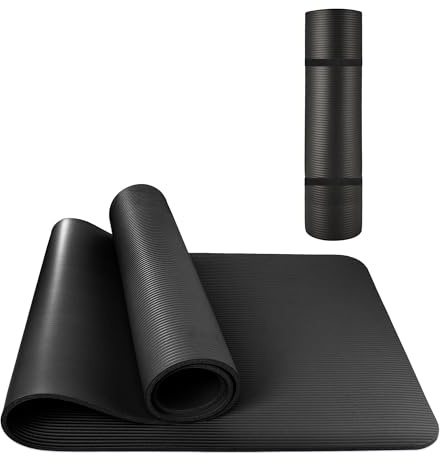 YC Kitchen tappetino yoga,antiscivolo e ispessito,buona resilienza,resistente agli strappi,delicato sulla pelle e innocuo,adatto per fitness/meditazione/Pilates/palestra,185 x 61 x 0,8 cm (Nero)
