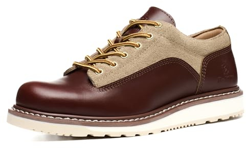 SL-Saint Uomo Fatto a Mano a Bassa Tazza di Moda Stivali Genuini in Pelle Bovina Scarpe Moda Lace Up (Moda RossoMarrone, Adulto, Uomo, 47, Numero, Sistema Taglie Calzature EU, Media)