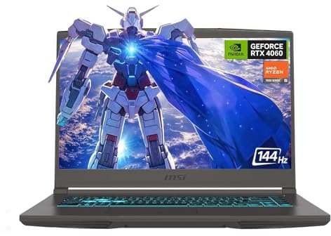 MSI Laptop para juegos IPS de 15.6 pulgadas 144Hz FHD de bisel delgado, AMD Ryzen 5 7535HS, NVIDIA GeForce RTX 4060, 16GB DDR5, 1TB NVMe SSD, teclado retroiluminado, WiFi 6E, Windows 11, gris cosmos
