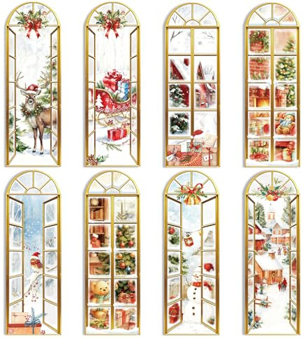 JSRQT 48 Pezzi Segnalibro Natale Segnalibri di Pagine Renna Albero Segna Libro Confezione Personalizzato Pagina Clip Paper Bookmark in Carta Particolari Regalo Christmas per Forniture Lettura Studente