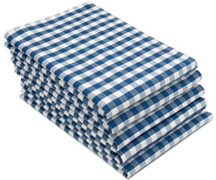 ZOLLNER 5er Set Geschirrtücher Baumwolle in 50x70 cm - saugstarke Küchentücher in blau kariert - waschbar bis 60°C – Gastronomiequalität - Oeko Tex® Zertifiziert