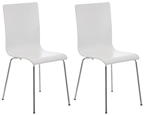 CLP Juego de 2 Sillas de Espera Pepe I Sillas para Visitas con Asiento de Madera Ergonómico I Set 2X Sillas de Conferencia Color: Color:Blanco