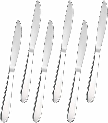 AEX 6X Stainless Steel Table Knives Set | Compact & Versatile Cutlery for Butter, Cheese, and Dining | Ergonomic Design, Dishwasher-Safe, Durable Serrated Blades