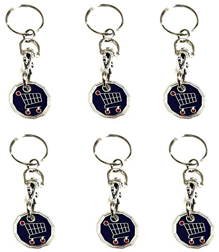 6pc Shopping Trolley Token | £1 Pound Coin Trolley Token | Shopping Cart Trolley Token Keyrings | Trolley Coin keyring Uk | Supermarket Trolley Coin | Locker Gym Trolly Coin Uk | Gift | Funky Trolley