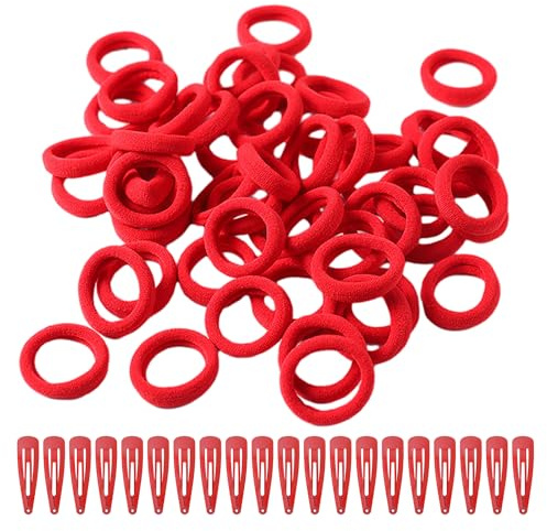 Juego de 60 diademas rojas, con 20 horquillas rojas, bandas elásticas de repuesto, diademas rojas, bandas elásticas de goma, accesorios simples para el cabello, adecuadas para coletas y trenzas