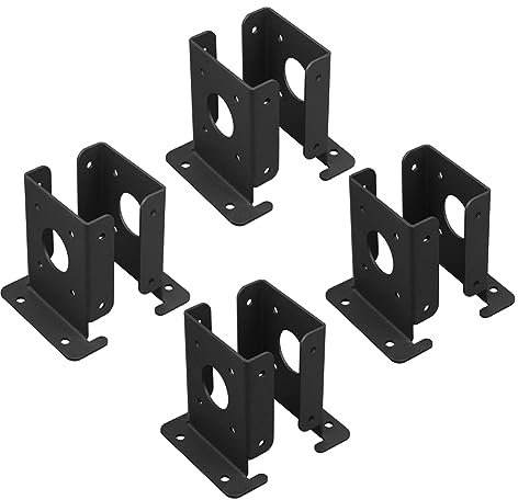 LYNNRICK Juego de 4 soportes de base ajustables para valla de madera o pérgola, resistentes soportes de base para barandillas de terraza, buzón, fácil instalación