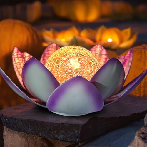 Kyduu Decoración solar del jardín de loto, Luz Solar Exterior Jardin,Luz de Loto Solar,Decoración de jardín para exteriores,Decoración de Jardín de Loto Lámpara Solar de Suelo,para Césped,Patio,Camino