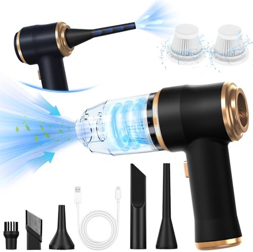 BELIBUY Mini Aspiradora para Coche 15000 Pa – Aspiradora Portátil Inalámbrica de Mano y Soplete de Aire con 2 Filtros, Ideal para Coche, Sofá, Oficina, Mascotas y Hogar