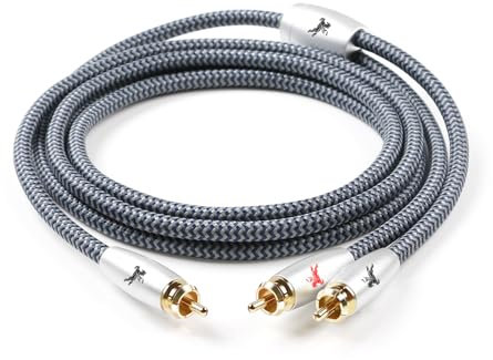 Impeto Câble RCA Subwoofer Cable Subwoofer RCA Y Cinch de masse caisson de basse 1 mâle vers 2 mâle- Contacts Dorés-pour amplificateur, enceintes actives ou caisson de basse - 5 m