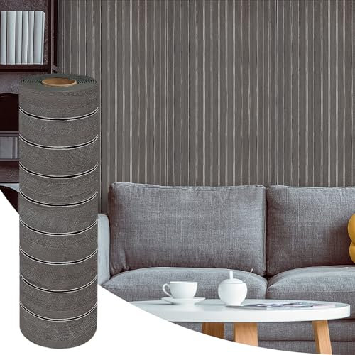 Faux Wood Wall Panels,40cm*3m (1.2m²) Peel and Stick 3D Wall Panels for Wall and Ceiling Decoration,Elastic PVC Wall Covering Panels,Moisture Resistant Waterproof Self Adhesive Tile