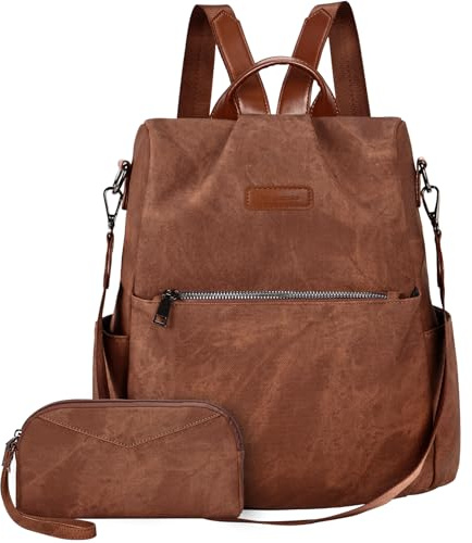 Leathario Zaino Da Donna Antifurto e a Prova di Spruzzi, Zainetto Multifunzionale in Pelle Vegana, Borsa Casual ed Moda per Viaggio, Scuola, Lavoro, Shopping, Visite e Università
