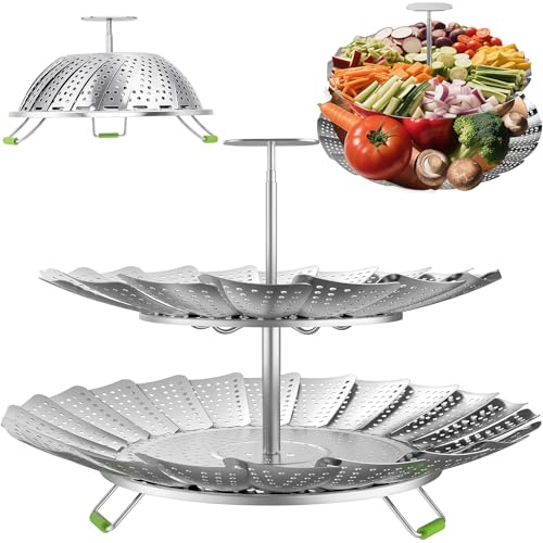 XGIZMOO Vegetables Steamer for Cooking,Stainless Steel Veggie Steamer Basket - Folding