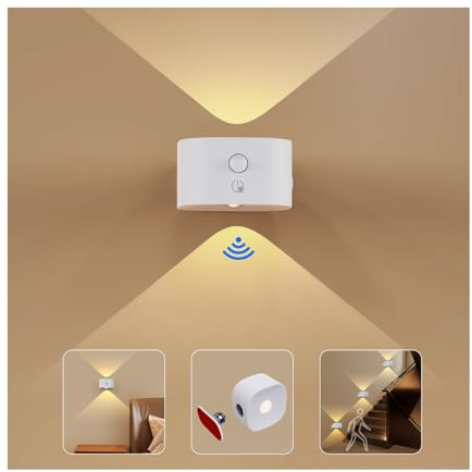 Feallive Lámpara de pared LED, Apliques Interior 1 Pcs puerto de carga USB, Control táctil 3 niveles de brillo temperatura de 3 colores Focos de pared (Luz con Sensor Blanco)