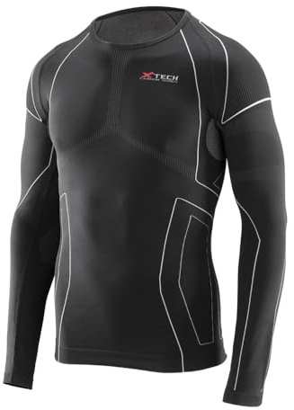 Generico Maglia Tecnica Intima Sportiva Antivento Termica Invernale a Maniche Lunghe Girocollo Nera Maglietta Race 3 XTECH Made in Italy (IT, Testo, S, M, Regular, Regular, Nero)