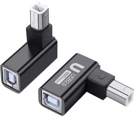 SinLoon Lot de 2 adaptateurs d'imprimante USB 2.0 type B mâle vers femelle - Connecteur d'imprimante USB 2.0 - Pour imprimante, scanner, mixeur - 2 pièces (noir) (U)