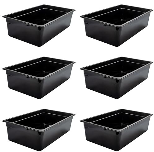 AcMax Set di 6 contenitori GN 1/1 Gastronorm GN 21 litri di profondità 150 mm plastica nera