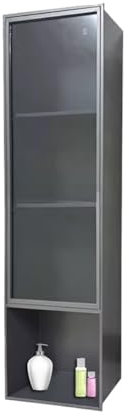 DLAZUM Nicho de Ducha de Acero Inoxidable sin Azulejos, nicho Empotrado en la Pared con Puerta de Vidrio para Almacenamiento en el baño.(7857357-Black-28x14x120cm-A)