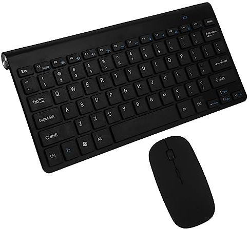 Mikinona Ensemble Clavier et Souris sans Fil Silencieux PC Compact Minimaliste 2,4 Ghz Bureautique Voyage Noir