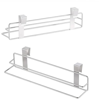 Portasciugamani da porta, doppio porta strofinacci con ganci per termosifone da bagno e cucina, portasciugamani da appendere in acciaio inox, organizer multiuso per cucina, bagno e camera da | S