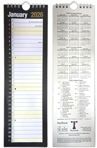 2026 smal månad för att se spiralbunden väggplaneringskalender röd och vit (svart 2026)