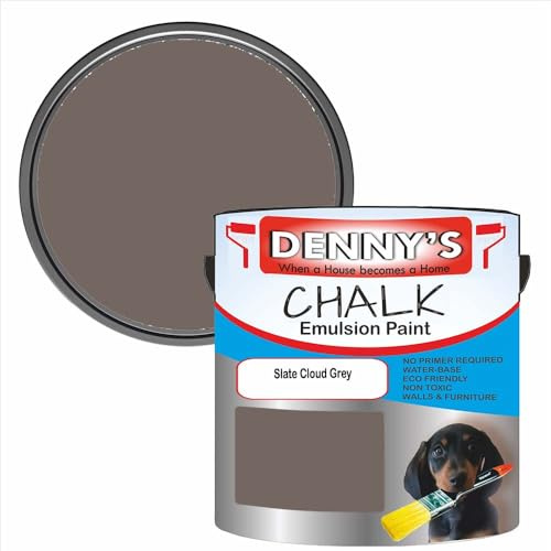 SCOOBYS PAINTS BACK IN THE MIX Chalk Emulsion Matt Paint, Water-Based, No Primer Required, For Walls and Furniture Grey, (Slate Cloud Grey, 250Ml Tin)