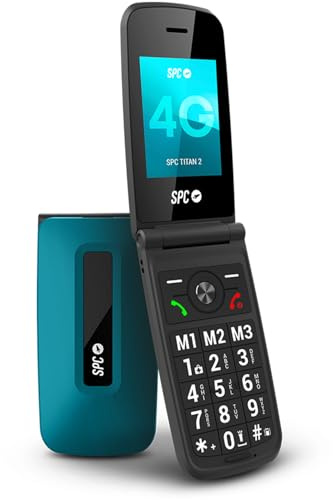 SPC Titan 2 – Téléphone Portable Senior 4G à clapet Grandes Touches, Son Fort 105 DB et écran 2,4’’ | Facile à Utiliser et Configuration à Distance | 3 Contacts directs | Batterie 7 Jours - Bleu