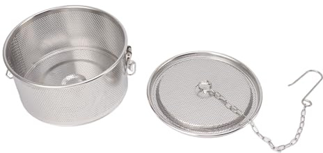 Setaccio per Spezie in Acciaio Inossidabile 304 con Catena Appendibile, Filtro per Tè e Zuppe, Cesto Separatore Multiuso con Chiusura a Pressione, Strumento da per Infusioni (Diametro 18 cm/7,1
