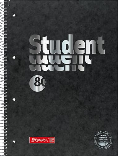 Brunnen Collegeblock Premium Student FACT!plus | A4, linjerat 28, 80 ark, svart