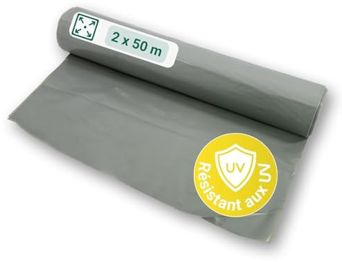 dm-folien gmbh Baufolie 2 x 50 m auf Rolle I Transluzente & reißfeste Allzweckplane aus Polyethylen I Wasserfeste Schutzfolie für Abdeckungen im Innen- & Außenbereich I Stärke Typ 200