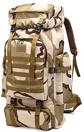 Kabxhueo Sac à dos de randonnée homme 60L-80L sac à dos militaire tactique étanche sac à dos de survie MOLLE grand sac a dos randonnee voyage pour l'escalade, le camping, le chasse,Plateau Camouflage
