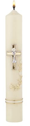 Vela cónica decorada a mano con cáliz, diseño de cruz y anfitrión, regalos católicos para niñas y niños, velas altas suministros de iglesia, 9.75 pulgadas
