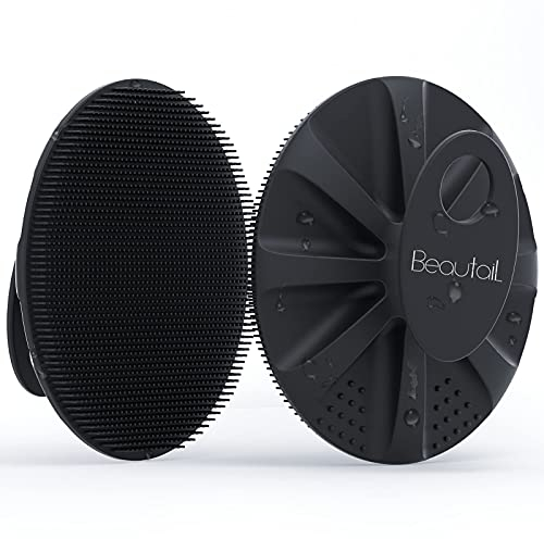 BEAUTAIL Körperbürste aus Silikon, Badebürste Dusche Duschbürste, Körper Bürsten, Peelingbürste, Weiche Borsten und Sanftes Peeling, für Frauen, Männer, Babys, Empfindliche Haut, 1 Stück, Schwarz