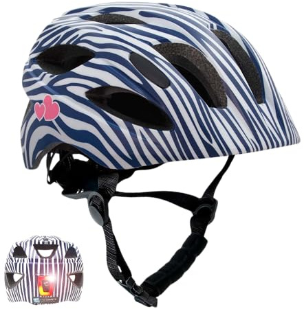 Crazy Safety Cool - Casco de Bicicleta para niños de 6 a 12 años, para Bicicleta, monopatín, Bicicleta de montaña, Patines en línea, luz Trasera Recargable por USB, Casco de Bicicleta Ajustable de 54