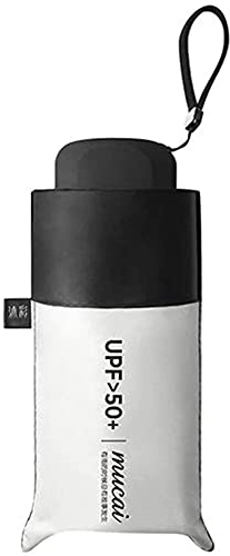 OAICIA Folding Umbrella, Mini Windproof Portable Compact UV Protection Lightweight Strong Sturdy Reinforced Umbrella for Mens & Women - White