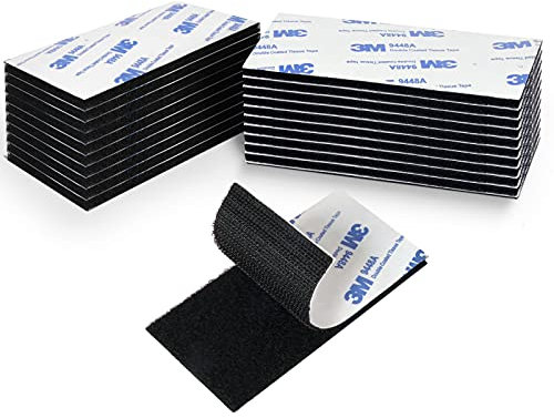 Hook Loop Strips with Adhesive Industrial Strength Sticky Back Fasteners Hook and Loop Strips for Mounting, Hanging, or Organizing Items Indoors or Outdoors | Black, 2 X 4 inch 12 Pairs |