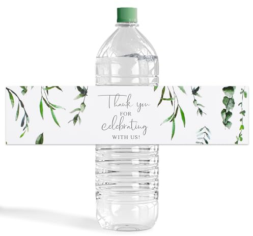 URROMA Etichette per bottiglie d'acqua Thank You, 50 pezzi di etichette per bottiglie d'acqua vegetali vegetali, etichette personalizzate per bottiglie d'acqua per matrimoni
