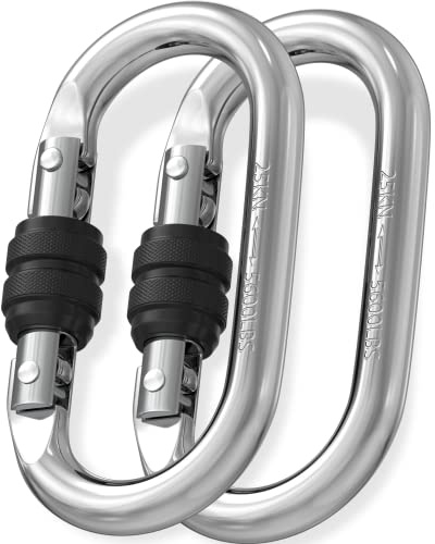 Locking Carabiner - 4.3 Inch Heavy Duty Carabiners - Large Carabiner for Hammocks, Rigging, Gym, Yoga - Oval 25 KN Extra Strong Carabiners