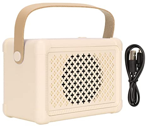 ciciglow Retro Bluetooth Speaker, Portable Vintage Radio FM with Loud Volume, Strong Bass Enhancement, Bluetooth 5.0 Wireless Connection, TF Card USB and AUX Player (Yellow)