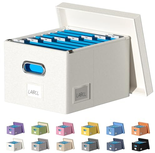 DYWMM Aktenordner, faltbare Aufbewahrungsbox für Büro, Aktenbox mit Deckel, Dokumenten-Organizer für Schule und Zuhause, einfaches Schieben, langlebige Hängemappenbox (weiß)