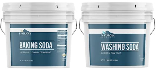 Earthborn Elements Baking Soda and Washing Soda Bundle, 2 Gallon Buckets Each, Cooking & Cleaning, Deodeorizing