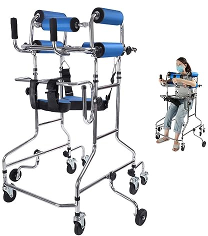 Stehende Gehhilfe, Tragbare medizinische Gehhilfe mit Einstellbarer Höhe, 150-180 cm Rollator Gehhilfe,Hemiplegie Rehabilitation Stehend Rahmen für Erwachsene Gehhilfe für die Behinderten