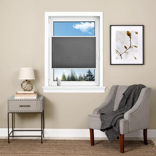 Faltrollos Für Fenster 35 x 220 cm Blickdicht - Sichtschutz - Sonnenschutz Jalousien Für Innen Inkl. Aller Montage-Teile für Wohnzimmer, Dunkelgrau