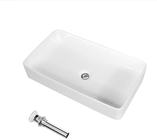 GIANTEX Lavabo da Appoggio Angolare, Lavandino Bagno in Ceramica, Mobile Lavabo Bagno con Scarico Pop-up, per Bagno e WC Degli Ospiti, 60x35x11cm
