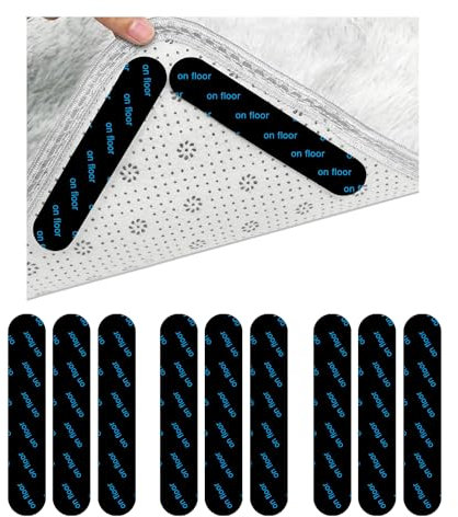 BRONZET® Pack Of 9 Rug Gripper | Reusable & Anti-Slip Grippers For Laminate Floor and Wooden Floors, Multi-Purpose Washable Carpet Tape For All Kinds Of Rugs (9)