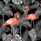 ReWallpaper Tropische Selbstklebende Tapete Schwarz Muster Palmen Tapete Dunkel Pflanzen Klebetapete Flamingo 44.5cmx3m