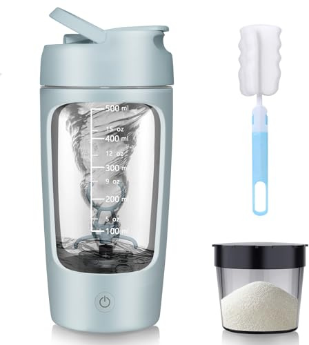 SOARFLY Mezclador de Proteinas Electrico, 650ml Shaker Proteinas Recargable con USB C, Shaker Bottle para Batidos de Proteínas Sin BPA, Azul