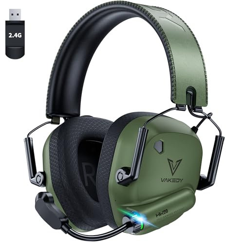 Vakedy Cuffia Gaming Wireless per PC, PS4, PS5, Mac, Switch Auricolare Gaming 2.4GHz USB con Microfono Bluetooth, Driver da 50mm, Batteria da 50 Ore, Bassa Latenza, Leggero (verde)