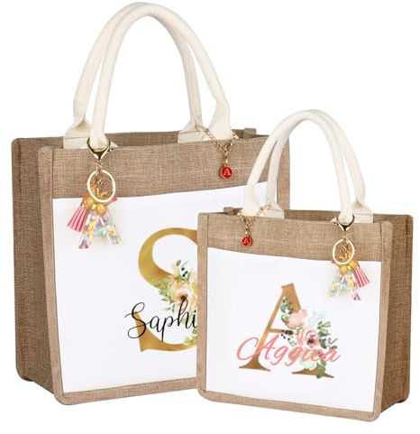Tote Bag Personnalisable Cadeau Maitresse D'école fin d'année | Sac de en Toile de Jute courses personnalisable Sac Maitresse Cadeau Personnalisé Femmedéal Parfait pour Femmes Amis
